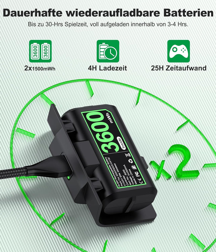 Elegamefy Controller Akku Für Xbox Series X/S, Wiederaufladbare Batterie für Xbox One/One S/One X/El