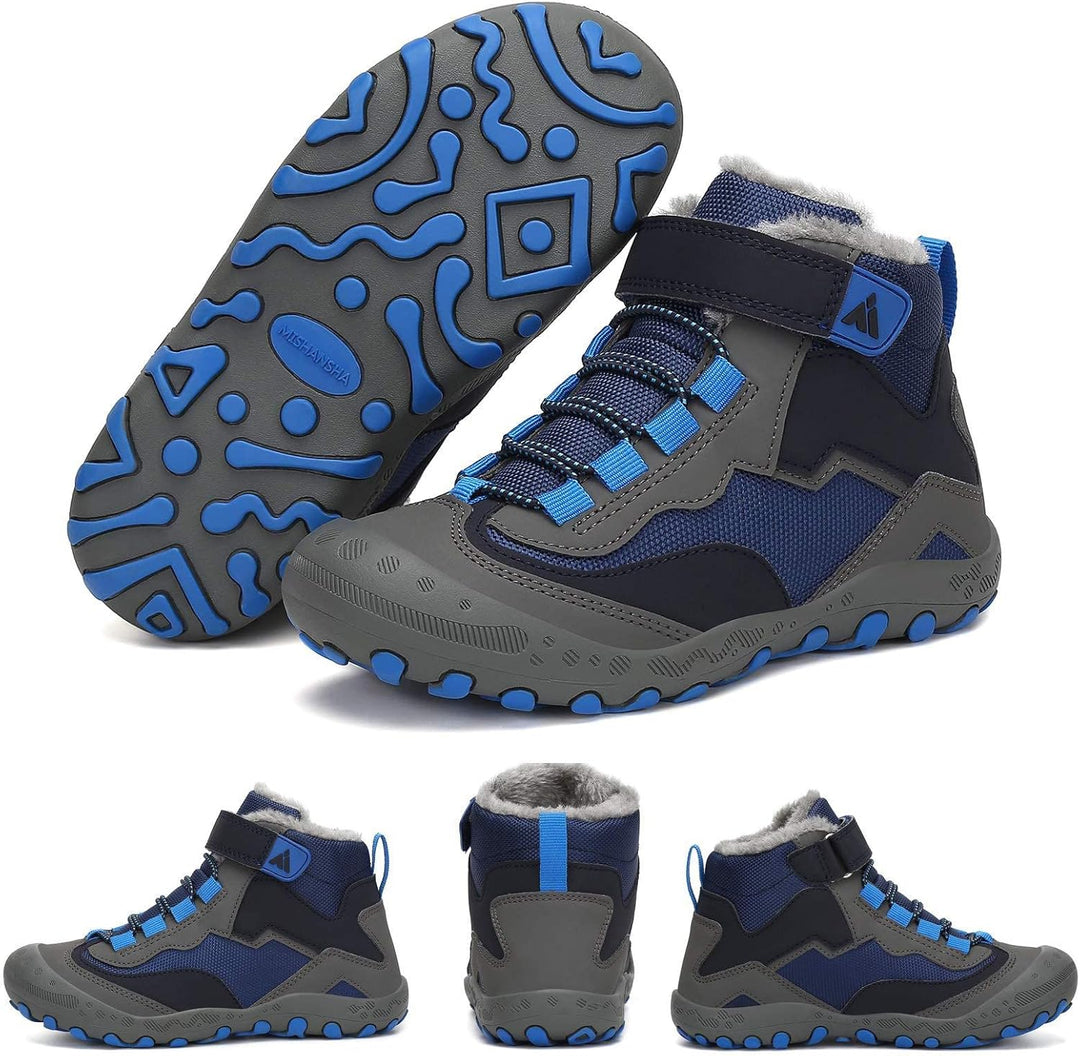 Mishansha Kinder Winterschuhe Gefüttert Winterstiefel für Jungen Mädchen Gr.24-38 25 EU Dunkelblau,