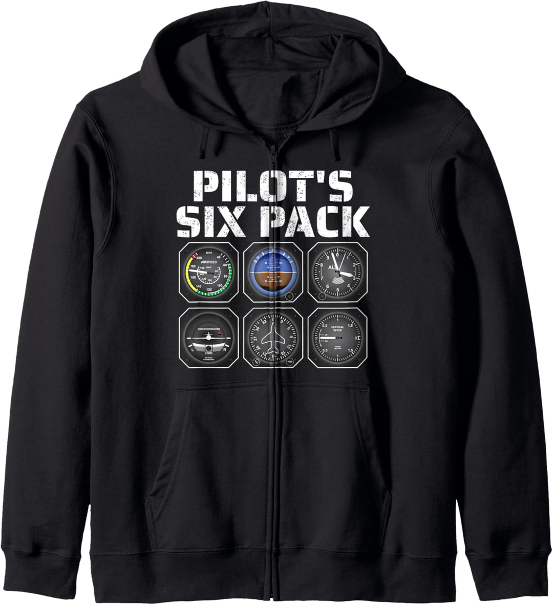 Pilot's Sixpack Fun Flight Instruments Six Pack Kapuzenjacke
