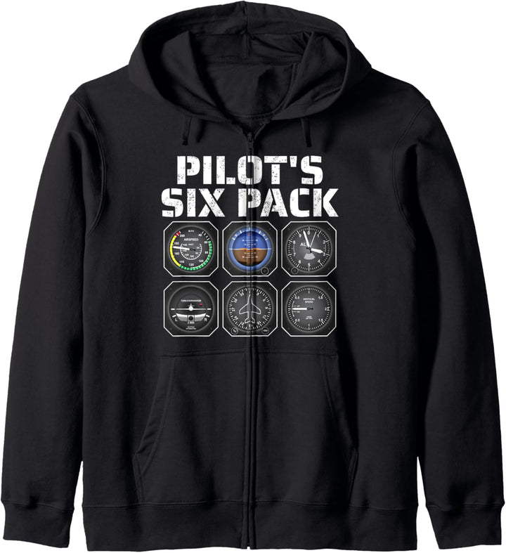 Pilot's Sixpack Fun Flight Instruments Six Pack Kapuzenjacke
