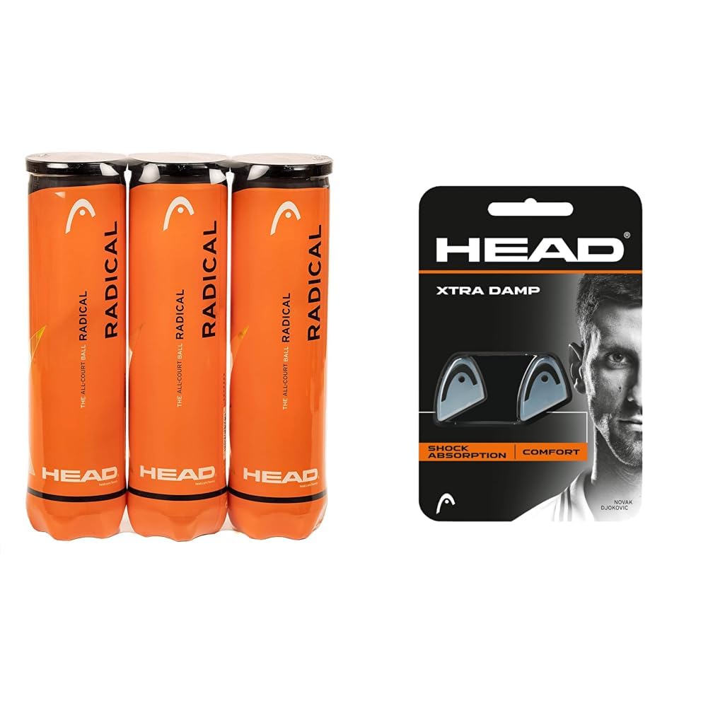 Head Radical Tennisball (3 x 4 Stück) Bundle mit Tennis Dämpfer, Bundle mit Tennis Dämpfer