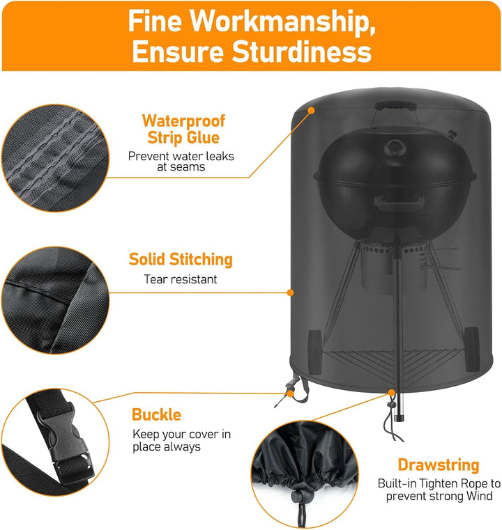 Abdeckung für Weber Kugelgrill 47cm Abdeckhaube Grill 47 cm, 500D Oxford Wasserdicht Winddicht Hülle