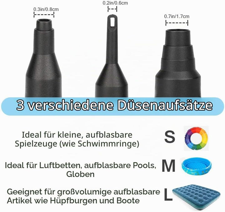 Elektrische Luftpumpe - HOSPAOP Luftmatratze Pumpe 2 in 1 Inflate und Deflate Portable Elektropumpe