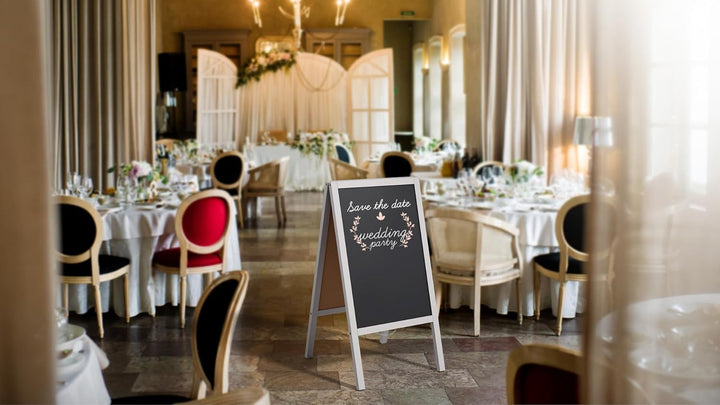 ALLboards Kundenstopper mit grauem Holzrahmen 118x61cm, Werbetafel, Gehwegaufsteller, Aufsteller, St