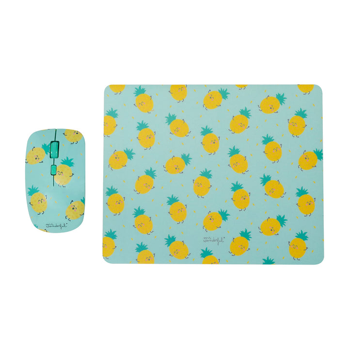 WONDEE Mr. Wonderful 2-in-1 Set mit Maus und Mauspad im Ananas-Design