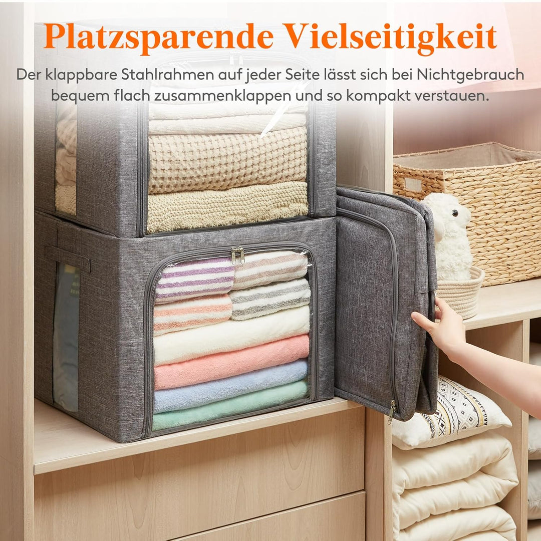 Lifewit 75L Aufbewahrungsbox mit Deckel, Kleidung Aufbewahrung, Faltbare Kleideraufbewahrung mit Met