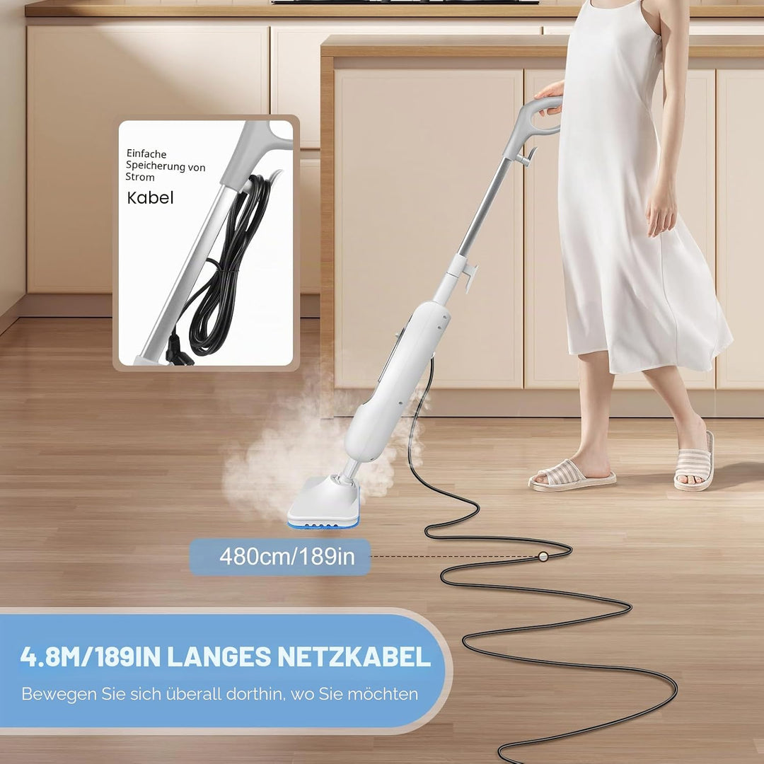 2 in 1 Dampfreiniger/Dampfbesen 3000W Multifunktions Reiniger Dampf Mop für Tiefenreinigung Böden Ha