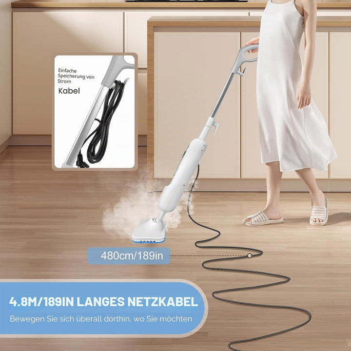 2 in 1 Dampfreiniger/Dampfbesen 3000W Multifunktions Reiniger Dampf Mop für Tiefenreinigung Böden Ha