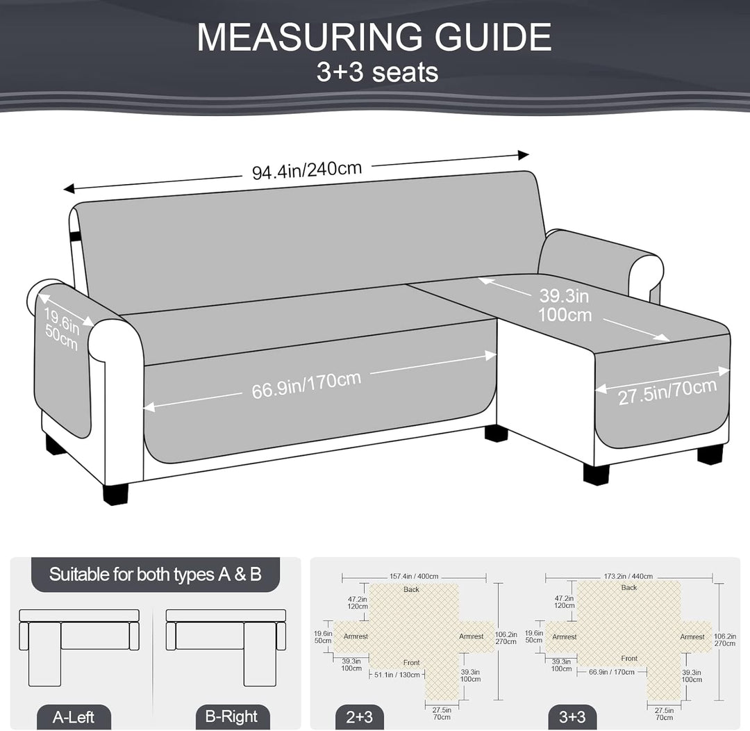 TAOCOCO Chaiselongue Sofabezug L Form, Wasserdichter Stretch Sofa überzug, Sofaschoner rutschfest, M