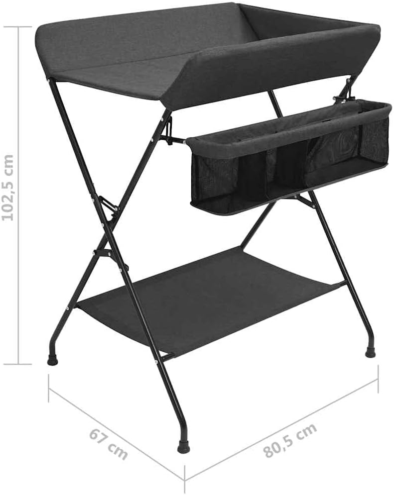 vidaXL Wickeltisch mit seitlichen Staufächern Zusammenklappbar Wickelauflage Kommode Mulde Unterlage