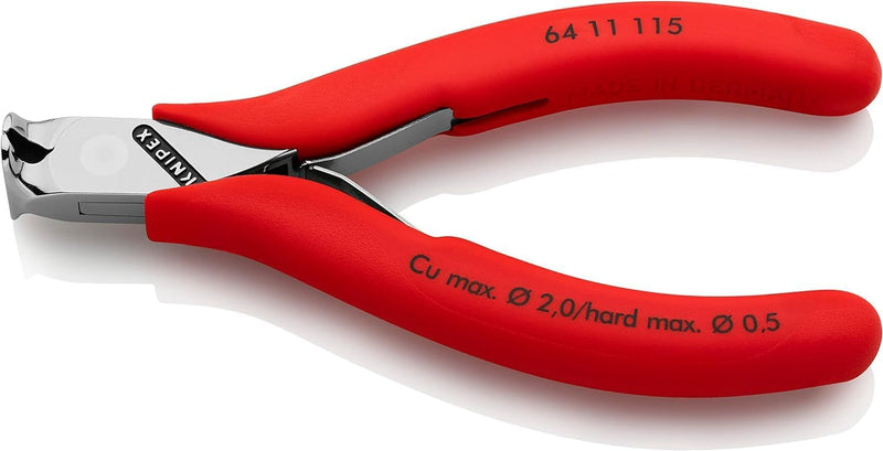 Knipex Elektronik-Vornschneider mit Kunststoff überzogen 115 mm 64 11 115 ohne Facette Griffe mit Ku