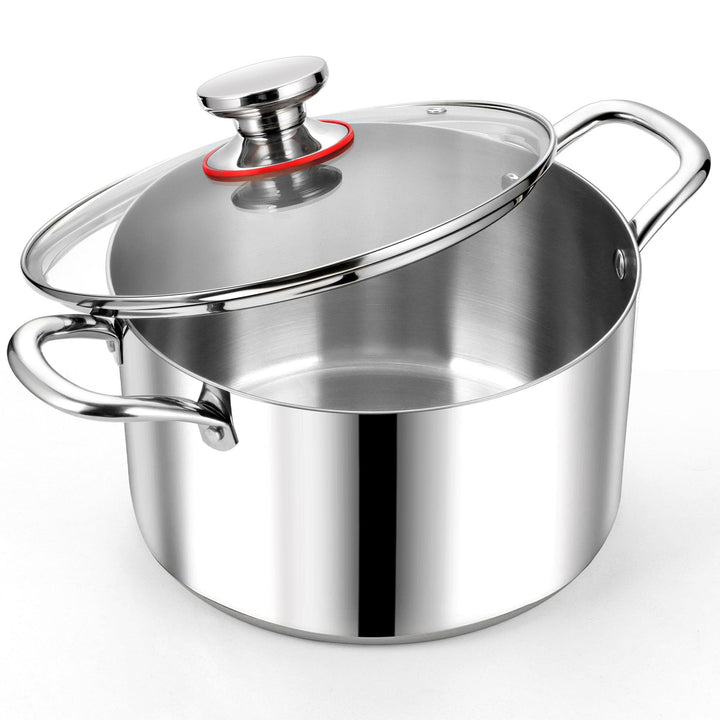 Homikit Kochtopf Gross 6,6L, Topf Induktion mit Glasdeckel, Nudeltopf Fleischtopf aus 3-Lagen Edelst