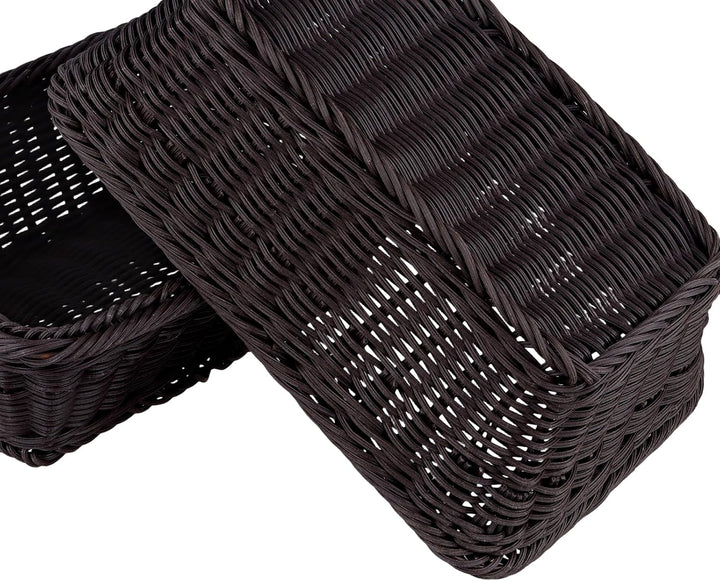 FUNSUEI 4 Stück 30 x 20 x 10 cm Brotkorb Kunststoff, Brotkörbchen Plastik Rechteckig, Rattan Korb Br