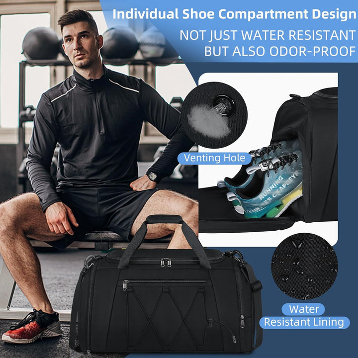 NUBILY Sporttasche Herren Damen mit Schuhfach Nassfach Wasserdicht Trainingstasche Schwimmtasche Gro