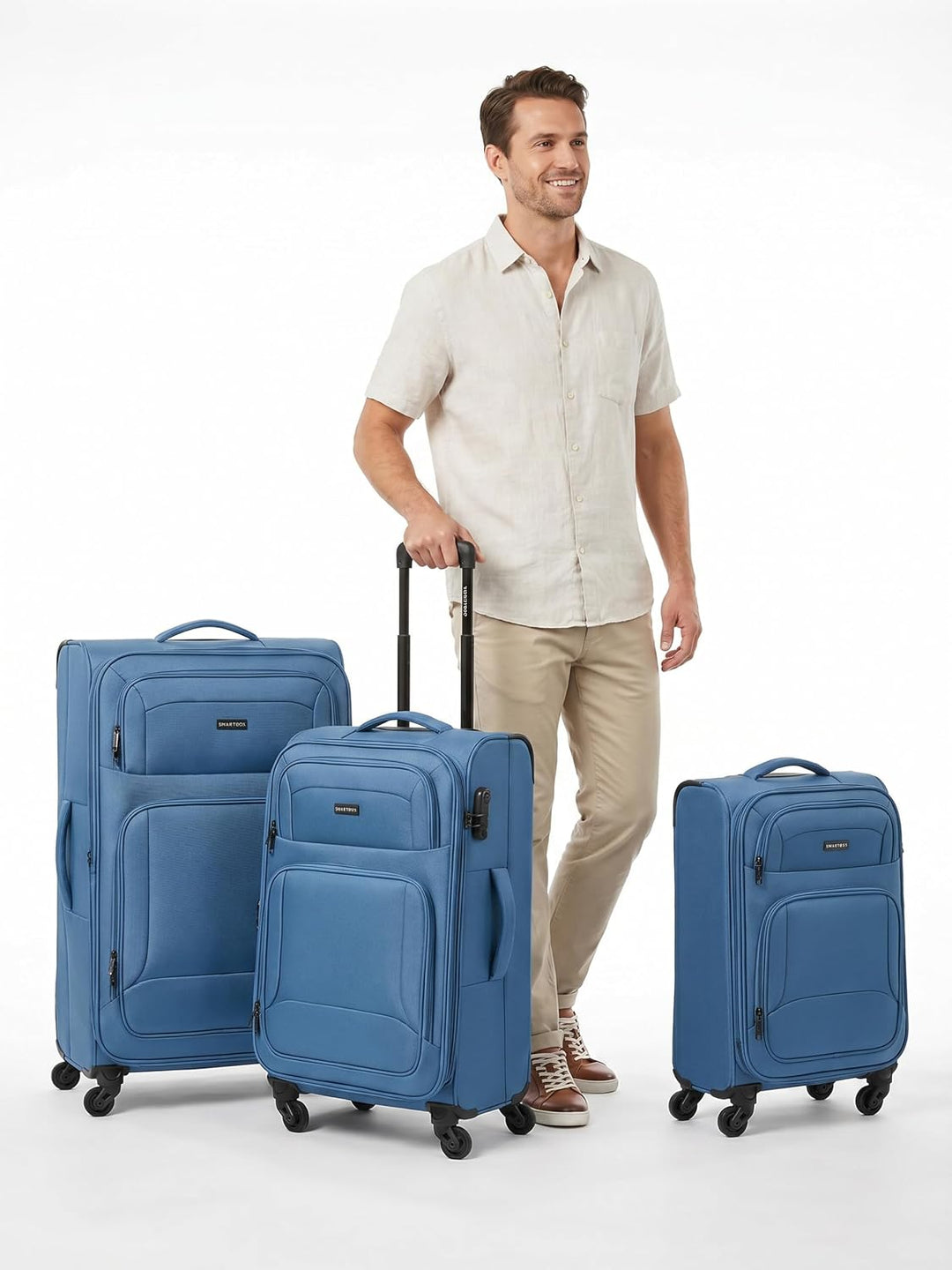 Smartbox Weichgepäck Koffer-Set 3-teilig für Damen & Herren | leichte & stabile Reise-Trolleys, hoch