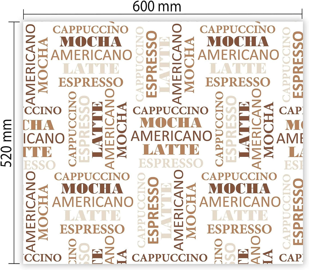 SmartDecoration Herdabdeckplatte Ceranfeldabdeckung aus Glas 60x52 cm Einteilig Motiv "Kaffee" Weiss