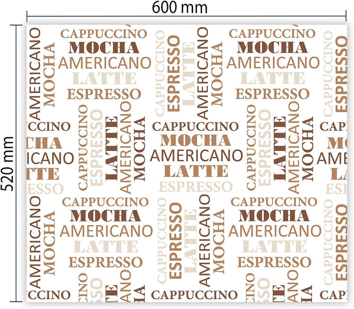 SmartDecoration Herdabdeckplatte Ceranfeldabdeckung aus Glas 60x52 cm Einteilig Motiv "Kaffee" Weiss