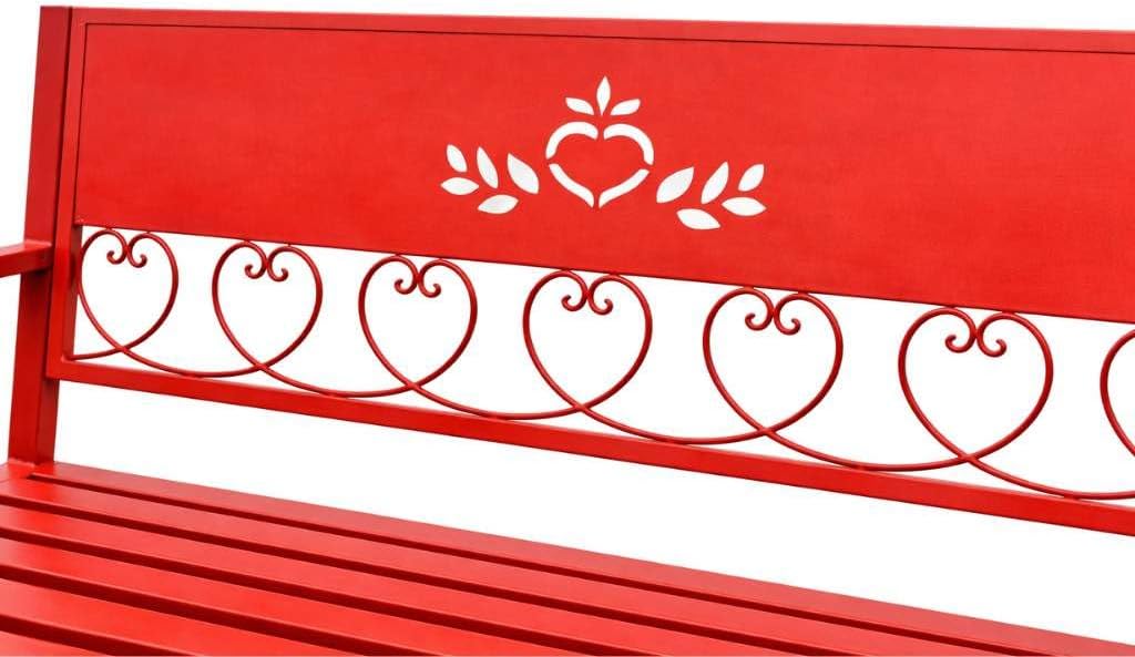 DanDiBo Gartenbank Metall Wetterfest Rot 120 cm 2 Sitzer Sitzbank Passion 121495 Eisen Blumenbank Ga