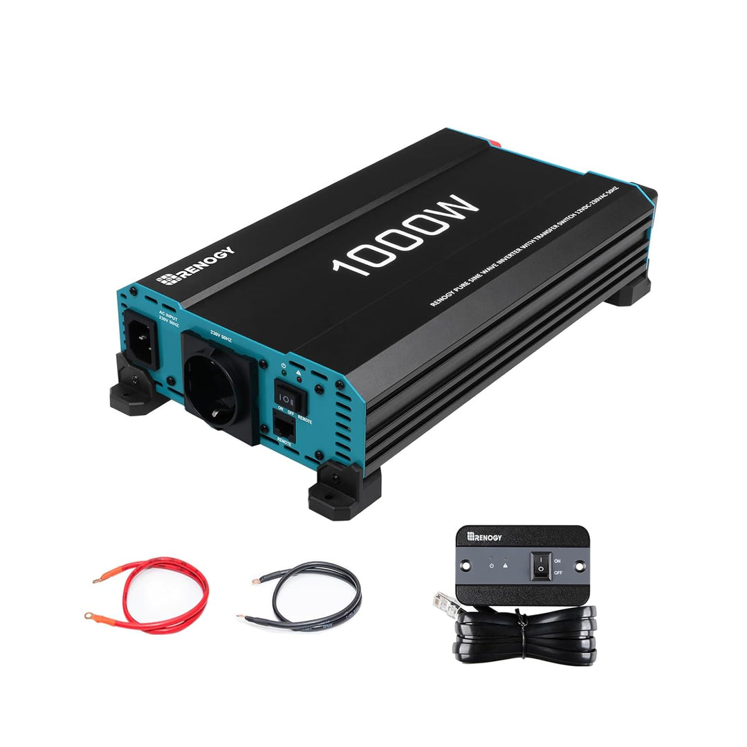 Renogy 1000W/2000W Reiner Sinus Wechselrichter mit Netzvorrangschaltung, 12V zu 230V Spannungswandle