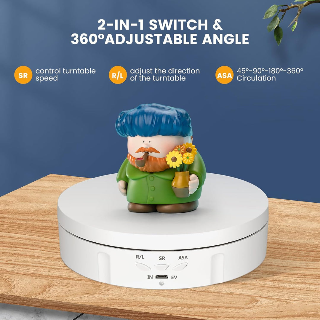 Elektrischer Drehteller, Couleeur 360° Richtung & Geschwindigkeit Einstellbar Mini Drehbarer Drehtel
