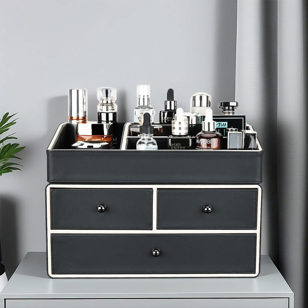 KINGFOM Make-up-Organizer, Kosmetik-Organizer mit 3 Schubladen und 5 Fächern, Make-up-Organizer (sch