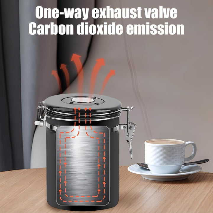 Kaffeebohnen Behälter (1,8L),Kaffeedose Luftdicht,kaffeedose,Edelstahl Material,geeignet Für Kaffeeb