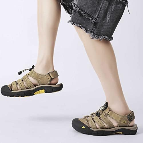 Herren Leder Sandalen Sport Outdoor Trekkingsandalen Atmungsaktive Leichte Wandersandalen Männer Som