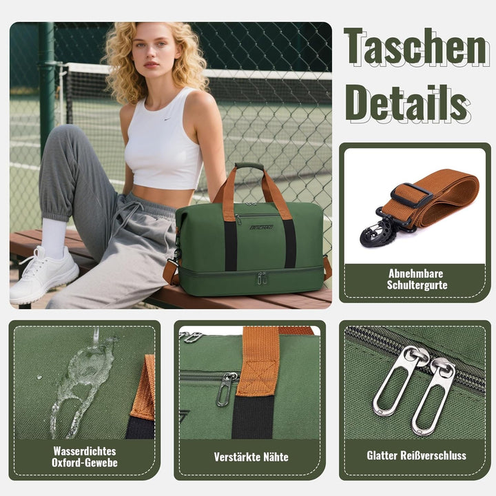 Sporttasche & Reisetasche für Damen und Herren - mit Schuhfach & Nassfach, Large Capacity Travel Bag