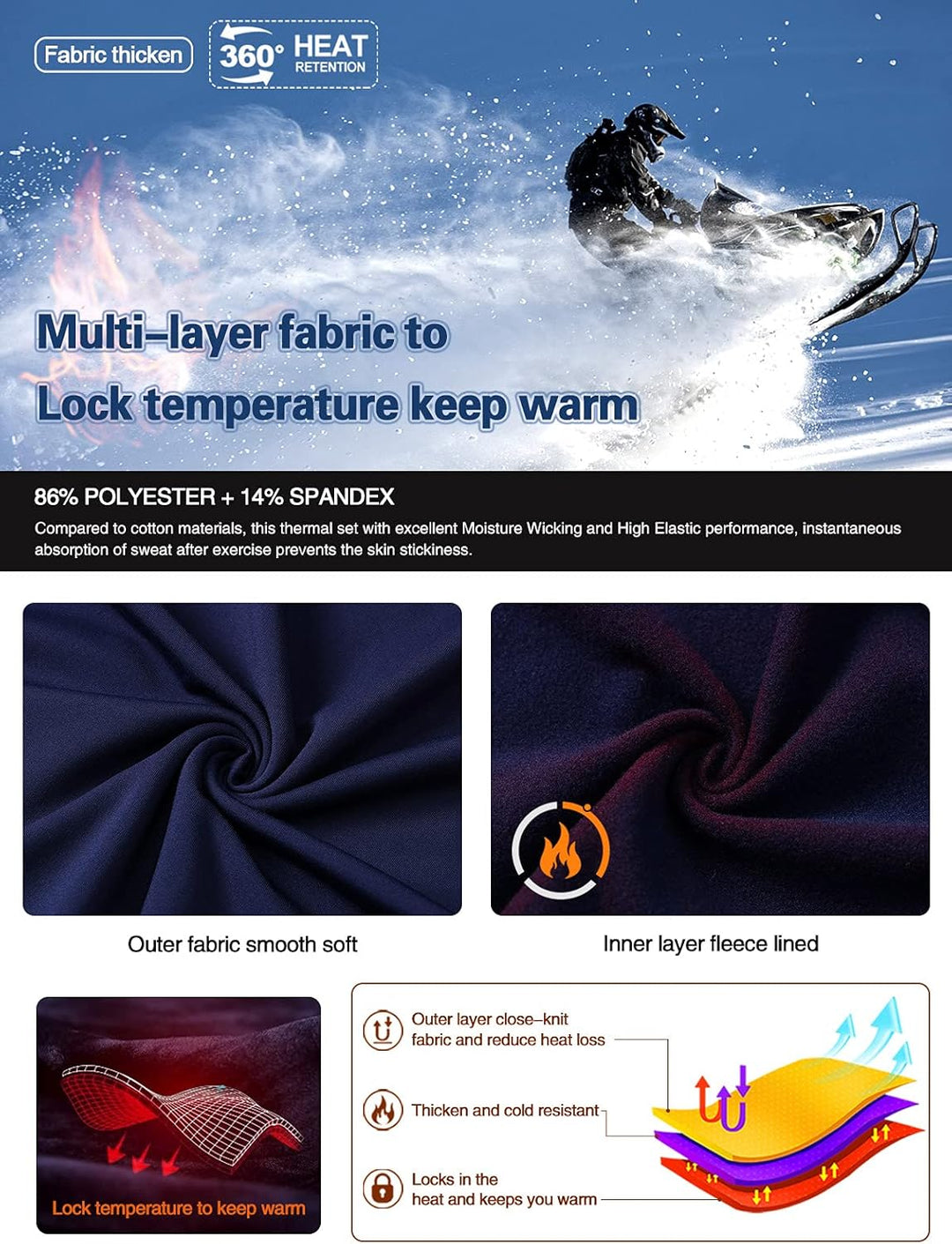 MEETWEE Thermounterwäsche Herren, Funktionsunterwäsche Winter Skiunterwäsche Suit Atmungsaktiv Therm