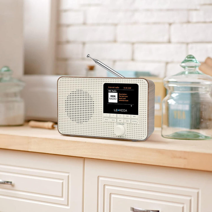 LEMEGA IR1 Tragbares WiFi Internetradio,DAB/DAB+/FM Digitalradio,Bluetooth,Doppelwecker,Schlaf-Snooz