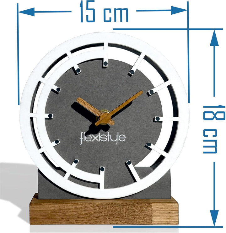 FLEXISTYLE Modern standuhr tischuhr klein aus Holz Eiche Wohnzimmer Badezimmer Uhr Holz tischuhren h