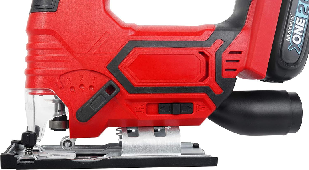 Matrix 511010574 AKJS 20 T X-ONE Akku Stichsäge 20 V, Rot/Schwarz