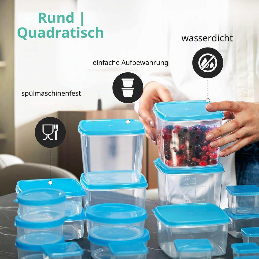 MiraHome Kigima Mini-Tiefkühldose Rund 8x8x3,5cm 0,1L (15 STK) Blau Durchsichtig 0,1l (15 pièces), 0