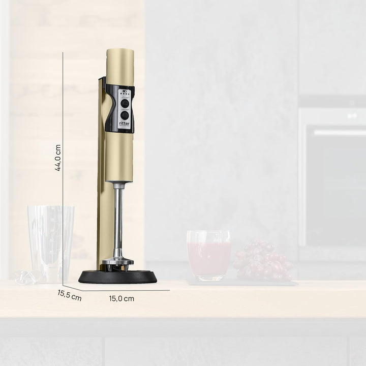 ritter stilo 7 Plus kabelloser Stabmixer, Pürierstab mit Akku aus Vollmetall, Made in Germany, Helle