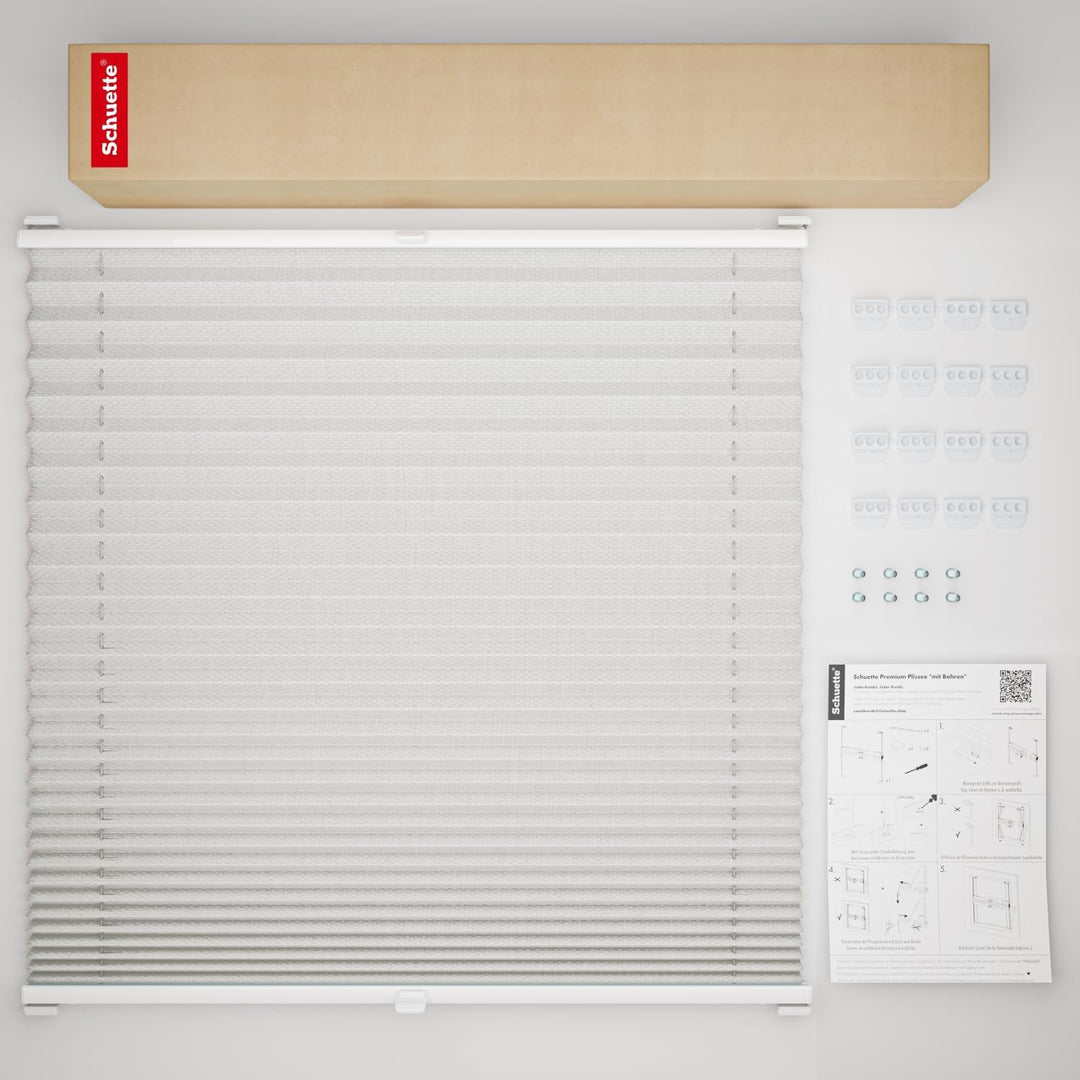 Schuette® Plissee mit Bohren zum Anschrauben ● Thermo Kollektion: Spring Cloud (Grau) ● 85x100cm (Br