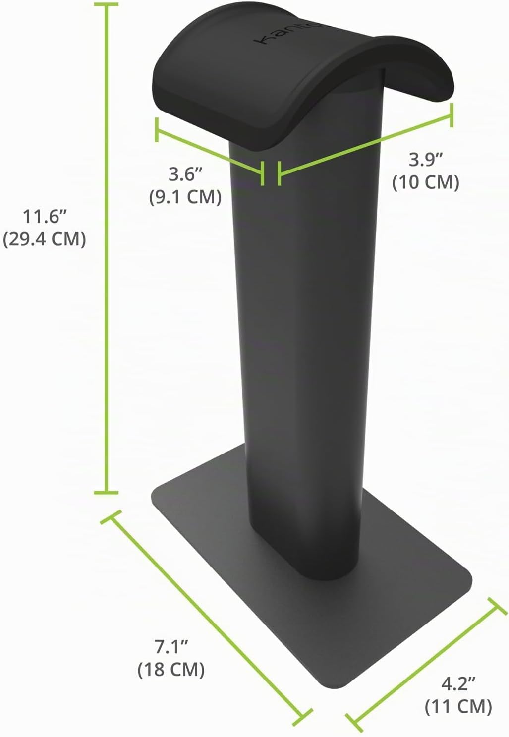 Kanto H2 Desktop Headphone Stand | Supports 10 kg | Curved Silicone Design Prevents Indents | Black,