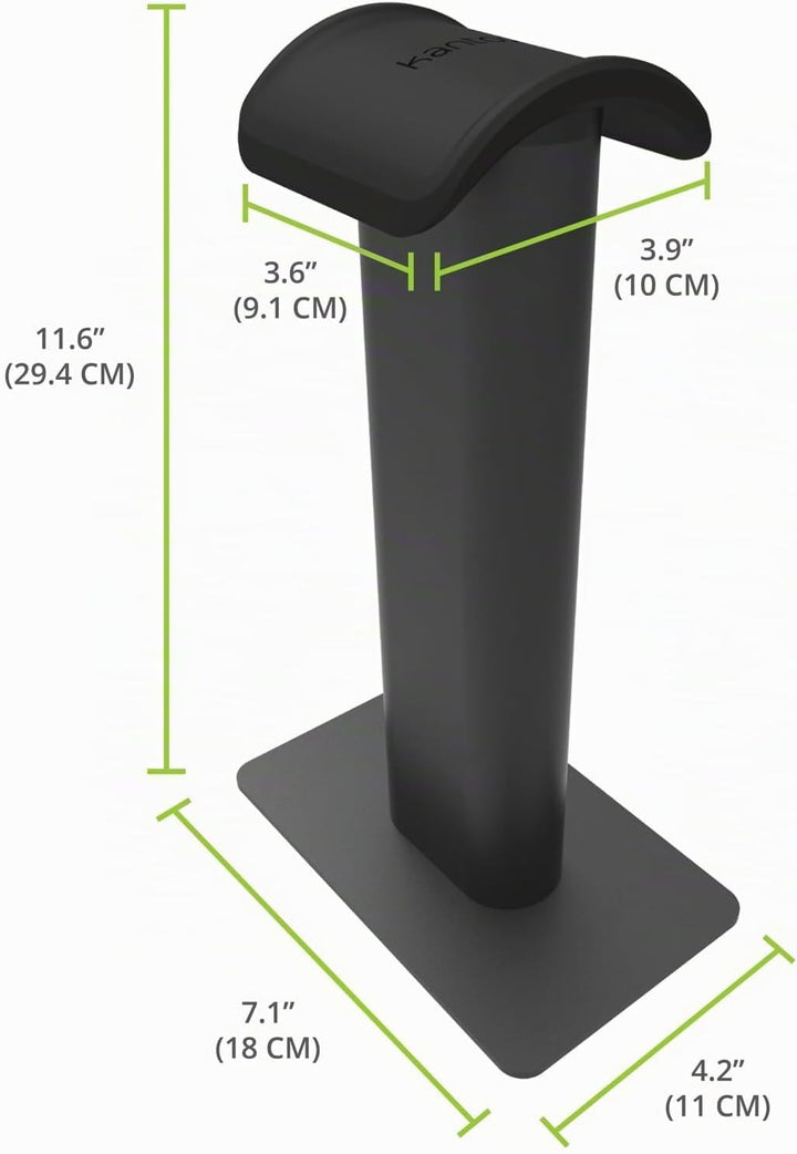 Kanto H2 Desktop Headphone Stand | Supports 10 kg | Curved Silicone Design Prevents Indents | Black,