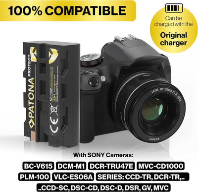 PATONA 2X Protect V1 Akku NP-F550 Kompatibel mit Sony NP-F950 NP-F930 NP-F750 NP-F730