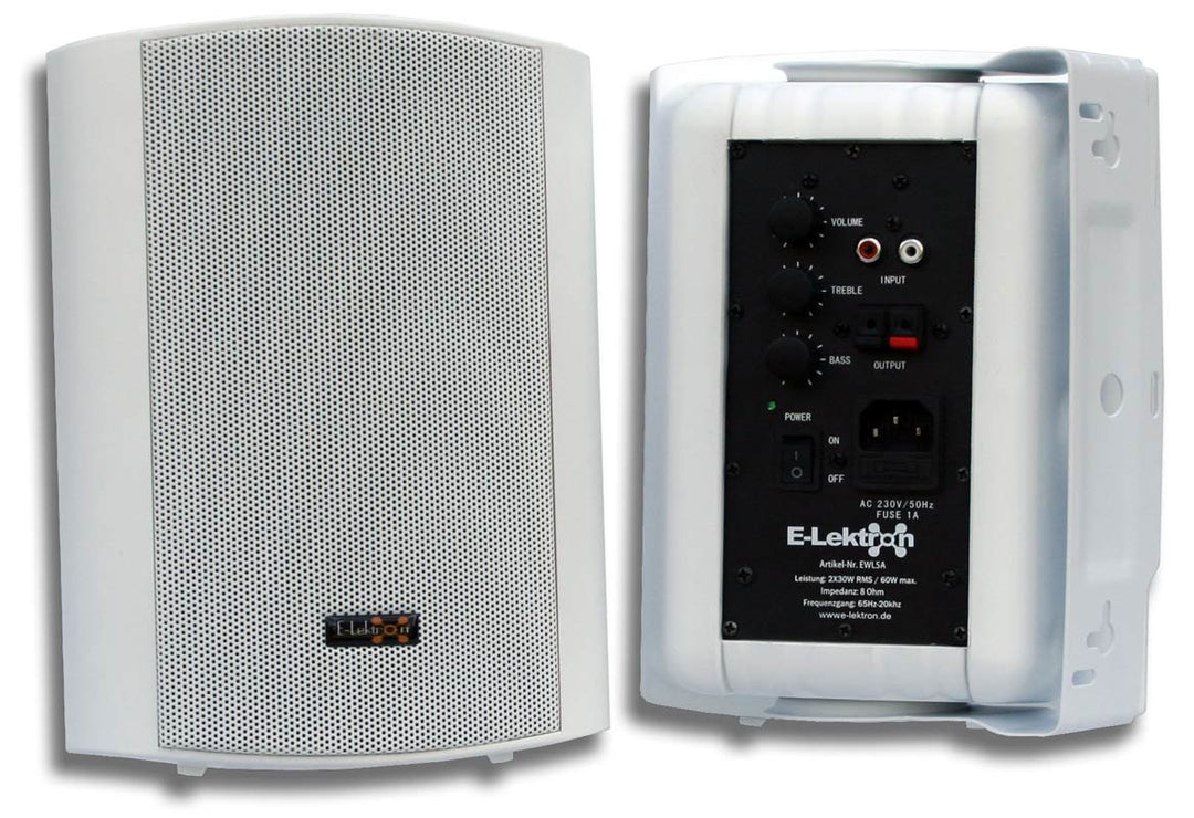 E-Lektron EWL5A Stereo Aktiv Lautsprecher Paar inkl. Wandhalter - 5" 2X 60W Weiss
