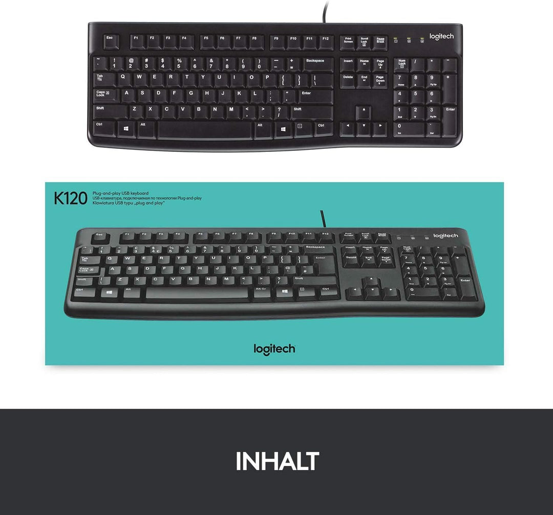 Logitech B100 Maus mit Kabel, USB-Anschluss, 800 DPI Optischer Sensor, 3 Tasten, Für Links- und Rech
