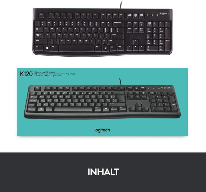 Logitech B100 Maus mit Kabel, USB-Anschluss, 800 DPI Optischer Sensor, 3 Tasten, Für Links- und Rech
