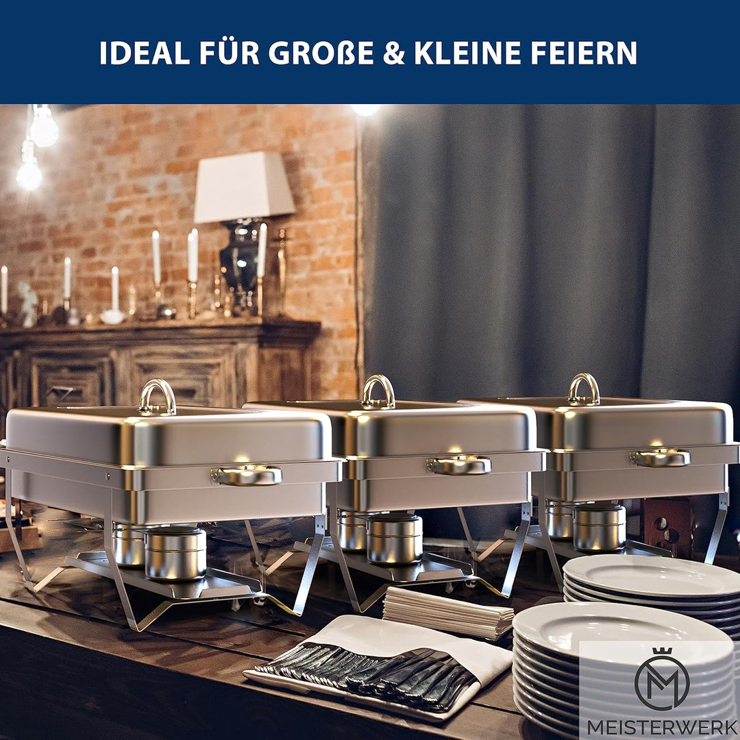 MEISTERWERK Warmhaltebehälter Essen (1er Set) - Erstklassiger 410 Edelstahl Chafing Dish - Warmhalte
