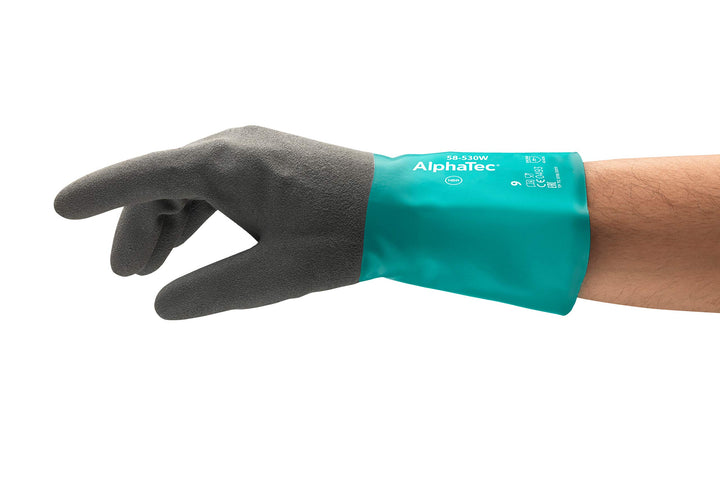Ansell Alphatec 58-530W Chemikalien-Arbeitshandschuhe, Einzigartige Kombination aus Chemikalienfesti