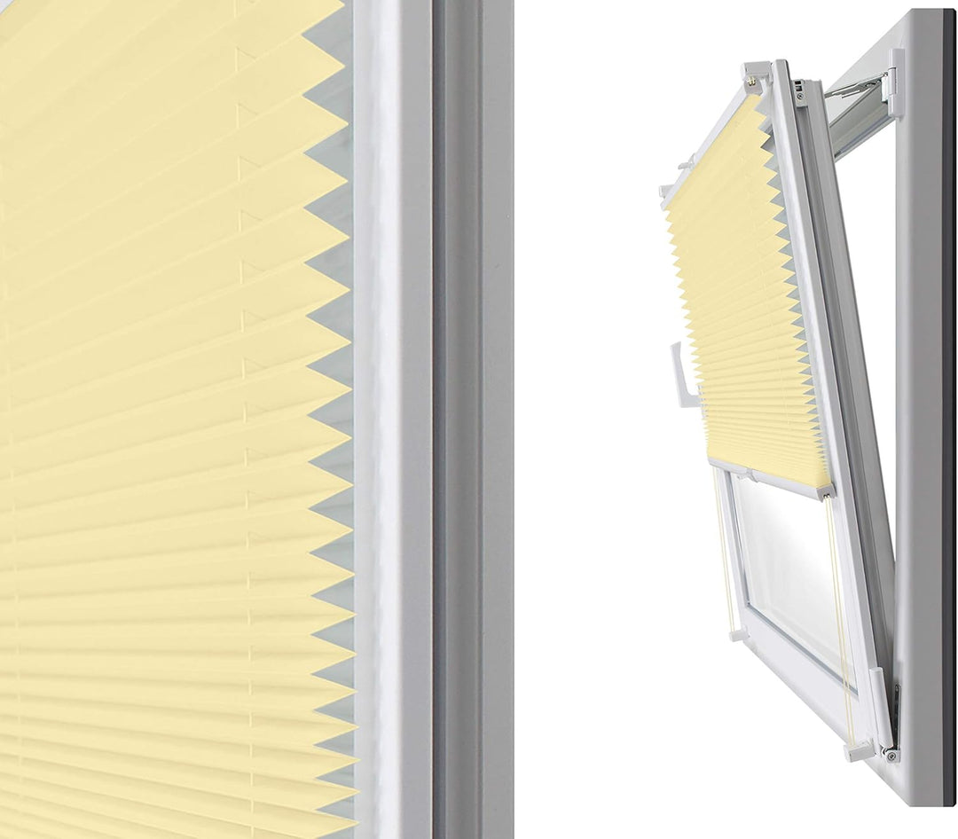 Plissee - vormontiert und mit Klemmfixierung am Fensterahmen - kinderleichte 3-Step Montage, ca. 90