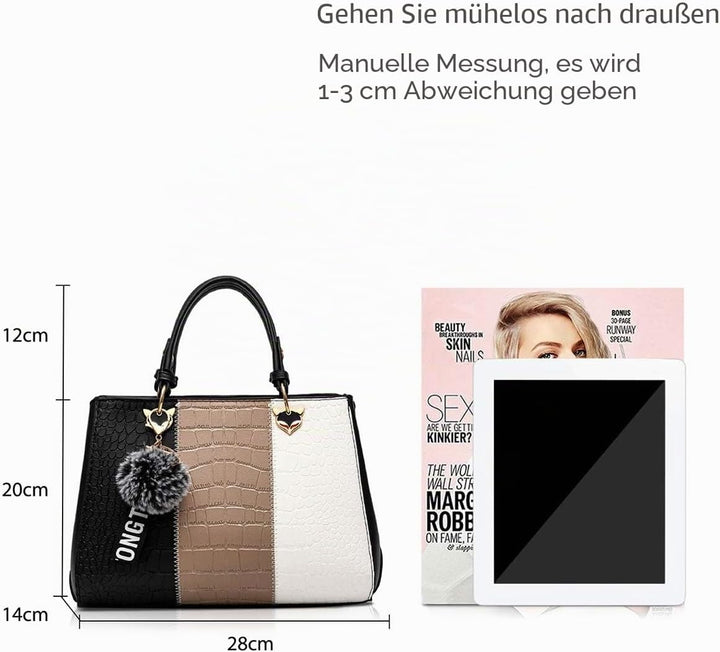 NICOLE &amp; DORIS Damen Handtasche Umhängetasche Henkeltasche Kuriertasche Elegant Damen Handtaschen mi