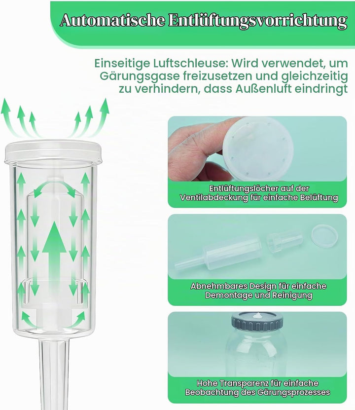 2 Stück Fermentierglas 2L, Fermentationsglas mit Gärventi, Breiter Mund Kimchi Behälter, Fermentatio