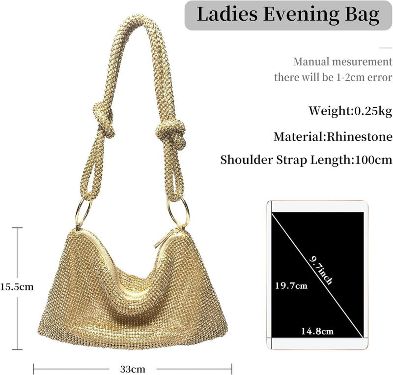 CORIOS Abendtasche Damen Shiny Strass Handtasche Glitzer Umhängetasche Diamant Clutch Bag Klein Tasc