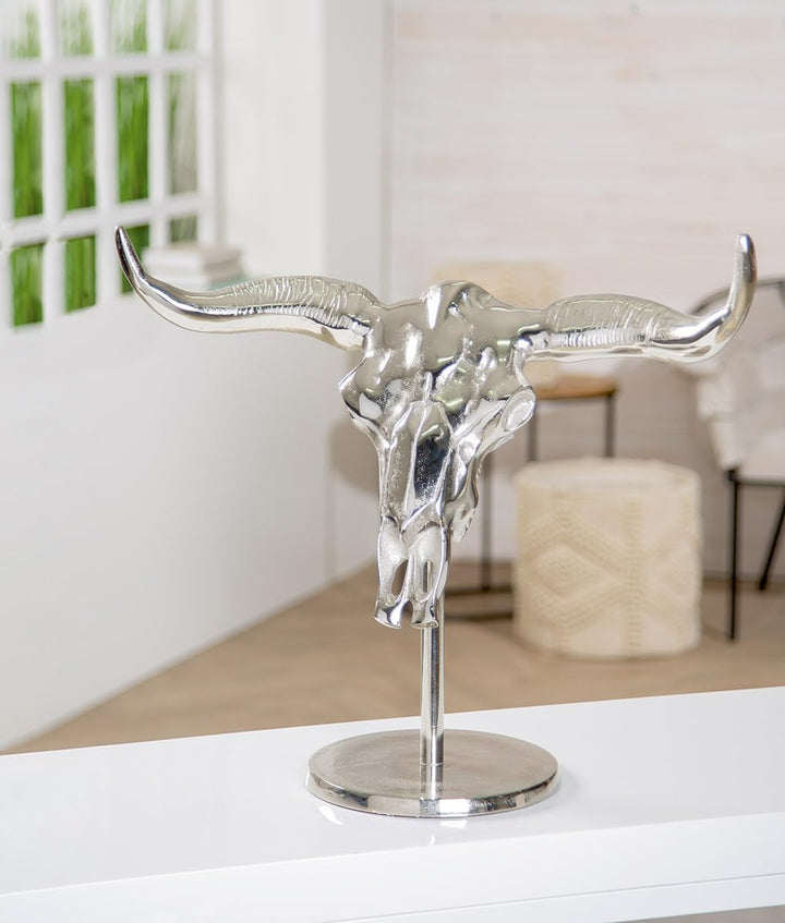 Casablanca Deko Skulptur Figur Wanddekoration XL - aus Aluminium - zum Stellen Hängen - silberne Dek