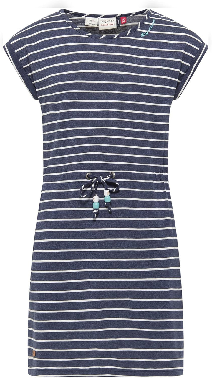 Ragwear Mädchen Kleid Lippi Stripes Dress Sommerkleid gestreift Marine aus weicher Baumwolle 128 Nav