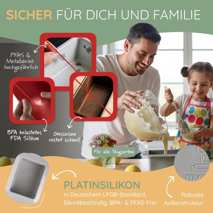 Backefix flexible Silikon Batzenform bis 500g, Kastenform klein 15cm, ideale grösse für Single-Haush
